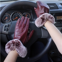 新款韩版个性女士外贸原单冬季时尚獭兔毛海宁真皮保暖手套批发