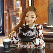 【新款热销】2013智能触屏感应罗口带条雪花手套多色可选混批