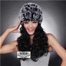 批发皮草帽子2013新款皮草帽子女款批发兔毛女士皮草编花帽子