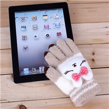 韩版时尚兔子触摸屏手套触屏卡通手套三星苹果触屏手机毛绒手套