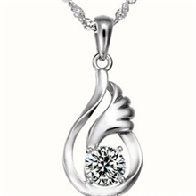 水滴翅膀项链韩版韩国欧美首饰品批发复古银饰天然水晶挂坠项饰