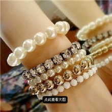 混搭必备闪钻多层mix混合珍珠手环手链手镯超值手链厂家直销