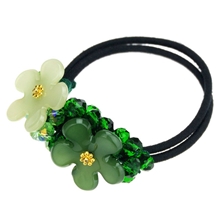 淘宝热卖发饰头饰光感剔透双色花珠发圈发绳批发