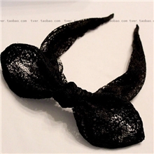 韩国正品黑色蕾丝超大蝴蝶结兔耳朵发箍发饰头饰代购A128
