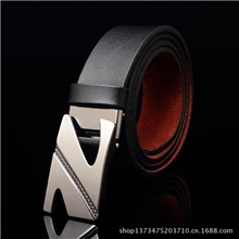 无牙Z字母品牌自动扣真皮皮带时尚商务黑色男士牛皮自动扣皮带