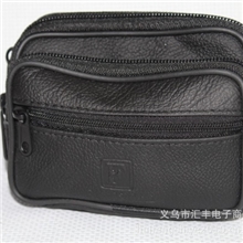 【厂家直销】新款火烧真皮腰包男士双拉链钱包江湖地摊钱包批发