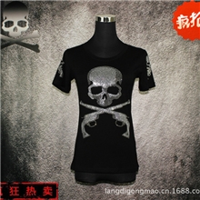 爆款厂家直销外贸原单mastermindMMJ捷克钻骷髅头女士T恤