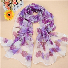 桑蚕丝围巾丝巾乔其丝巾韩国流行最新款真丝丝巾围巾蝴蝶花