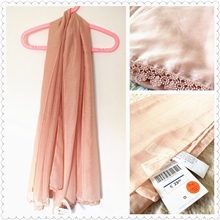 外贸原单欧美品牌围巾裸色蕾丝花边围巾披肩女2色支持混批