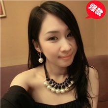 2013春夏新款黑白珍珠金边镶嵌黑宝石丝带项链韩版假领子女饰品