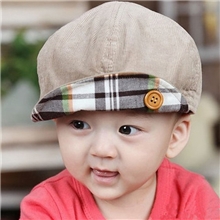 冬季帽子保暖时尚加厚宝宝翻盖帽纽扣灯芯绒软舌儿童帽子