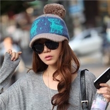 2013新款韩版秋冬季小鹿球球毛线帽棒球帽休闲鸭舌针织帽子批发