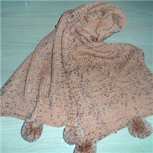 供应最新时尚田园风印花吊球围巾