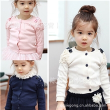 秋装新款青岛童装批发韩版纯棉儿童针织女童开衫外套爆款