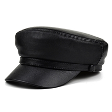 2013新款特价时尚真皮帽子百分百绵羊皮学生帽海军帽平顶帽