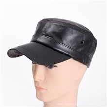 厂家直销秋冬新款韩版绵羊皮平顶军帽时尚男女款真皮帽子潮