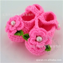 批发婴儿手钩鞋纯手工棉毛线婴儿鞋新款钩花婴儿学步鞋儿童针织鞋