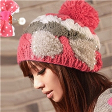 秋冬必备女款韩版麻花球球帽蝴蝶结珍珠帽子针织帽子批发