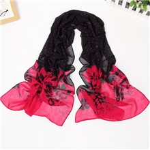 新款热卖高雅气质型小圆点太阳花雪纺长款丝巾批发常年现货