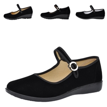正品老北京布鞋黑色工作鞋坡跟酒店工装鞋低跟女单舞蹈礼仪鞋