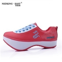 直批彩信依正品女负跟鞋腰椎形体矫正鞋坡跟瘦身运动休闲鞋2221