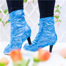 女式高跟防雨鞋套珍珠膜PVC蓝粉301