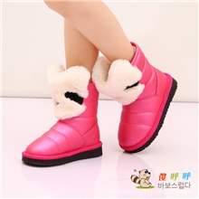冬季韩版儿童鞋男女童雪地靴子外星狗七仔水钻防水皮卡通潮宝棉鞋