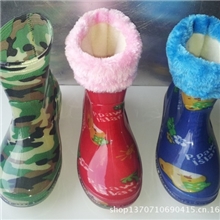 大中小水晶儿童雨鞋雨靴批发新款保暖防水防滑童鞋雨鞋棉雨靴