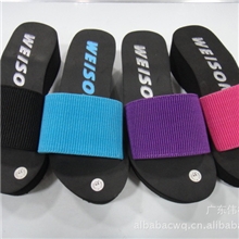 厂家直销爆款2012火箭狗高跟松糕底松紧带一字拖女沙滩凉拖鞋