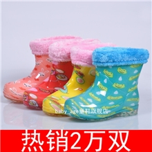 厂家直批儿童雨鞋宝宝雨靴水晶PVC水鞋保暖卡通雨鞋配内胆童鞋