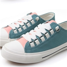 新款低帮系带拼色帆布鞋批发三次硫化鞋锐鸟女鞋