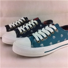 新款女鞋低帮系带金粉牛仔面料帆布鞋三次硫化鞋批发