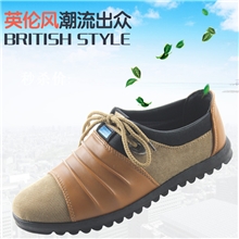 批发13年新款男士休闲帆布鞋皮革拼接休闲鞋帆布系带圆头橡胶鞋