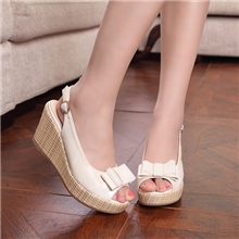 2013新款甜美舒适坡跟蝴蝶结拼色鱼嘴凉鞋品牌同款女鞋松糕女鞋