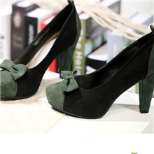 2013新款品牌同款拼色高跟鞋内增高蝴蝶结浅口女单鞋防水台女单鞋