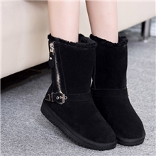 【爆款】女士时尚靴子批发温州真皮鞋真羊毛雪地靴坡跟中筒靴女靴