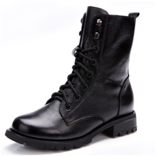 温州厂家2013新款秋冬头层牛皮马丁靴粗跟机车靴男女大码靴子