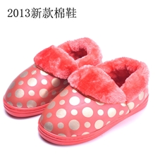 厂家直销月子鞋2013新款PU皮居家保暖鞋男女情侣包跟棉拖鞋