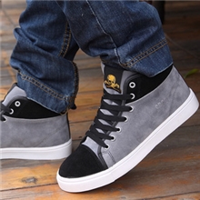 高帮潮流休闲男板鞋反绒皮骷髅男板鞋内增高男皮鞋批发