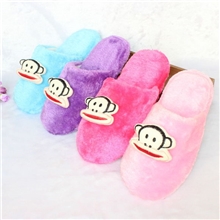 冬季韩国女式热销新款卡通嘴猴超柔绒棉拖鞋慈溪家居棉拖批发