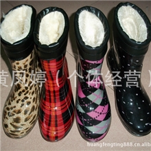 上海双钱热卖韩版时尚甜美雨鞋女庄水晶皮口白绒保暖雨靴保暖雨鞋