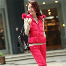 欧可曼2013新款潮韩版修身羽绒服貉子毛领套装女短款袖子可拆卸