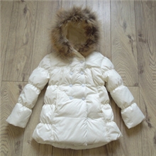 罗纹防风袖超大貉子毛领外贸意大利大牌宝宝羽绒服女童装