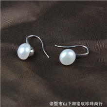 珍珠耳钩批发8-9mm天然珍珠时尚简约跑量款