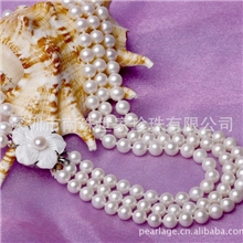 老品牌南珠世家供应三层淡水珍珠项链时尚流行饰品珍珠首饰