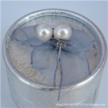 9MM面包形AAA级天然淡水925银珍珠耳钉