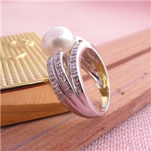 10MM面包形AAA级天然淡水珍珠加925银戒指