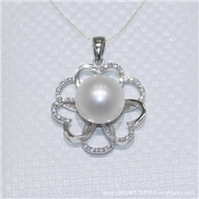 10MM面包形AAA级天然淡水925银珍珠吊坠