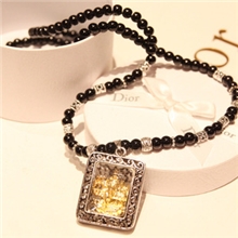 开光佛像泰国真金黑玛瑙男女款珐琅扣佛珠项链沈国辉批发