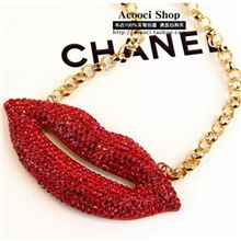 ButlerWilson中国梦之声李玟同款烈焰红唇嘴唇项链女短款